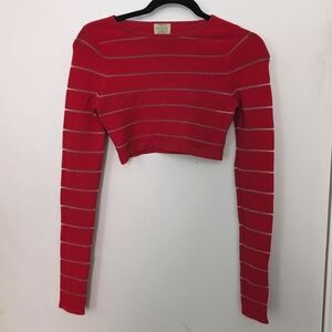 TORN by RONNY KOBO red long sleeve crop top